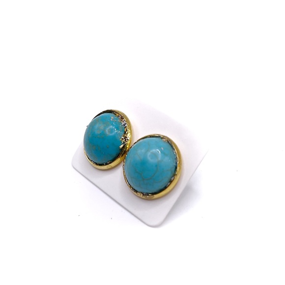 10/$10 Turquoise stone post earrings, gold foil wrap, NWT - Picture 4 of 5